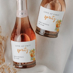 Love at First Spritz Bridal Shower Sparkling Wine Label