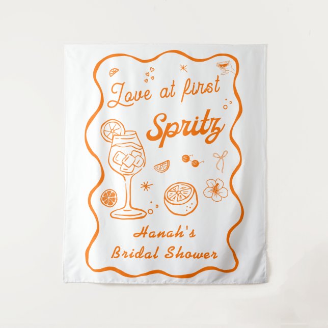 Love at First Spritz Bridal Shower Tapestry (Front)