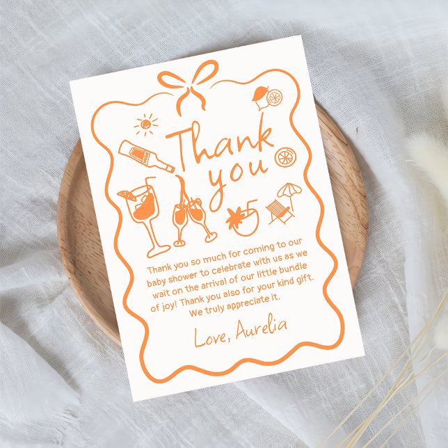 Love at First Spritz Bridal Shower Thank You Card (Creator Uploaded)