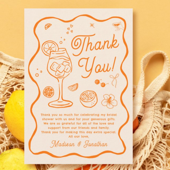 Love at First Spritz Bridal Shower Thank You Card (Creator Uploaded)
