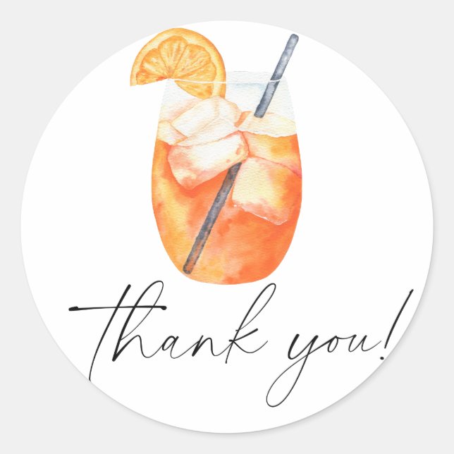 Love at first spritz Bridal shower thank you Classic Round Sticker (Front)