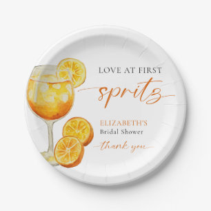 Love at First Spritz Bridal Shower Welcome Custom Paper Plate