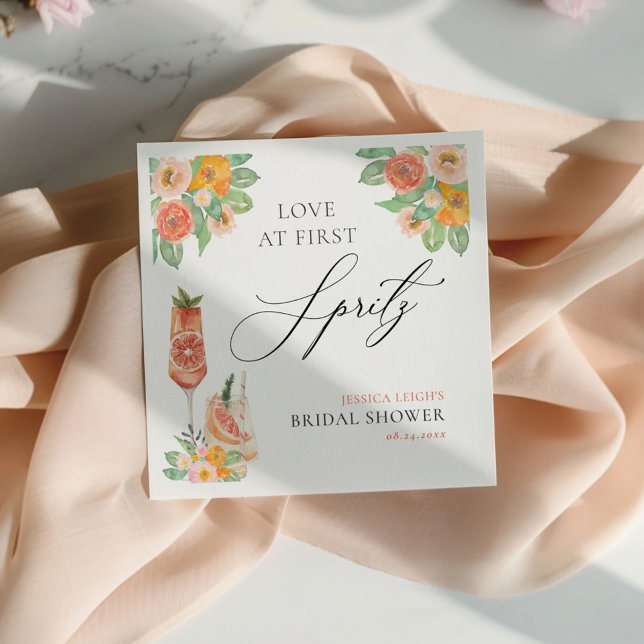 Love at First Spritz Bright Cocktail Bridal Shower Napkin (Creator Uploaded)