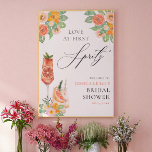 Love at First Spritz Bright Cocktail Bridal Shower Poster