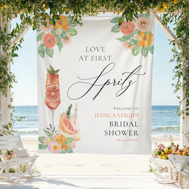 Love at First Spritz Bright Cocktail Bridal Shower Tapestry (Creator Uploaded)