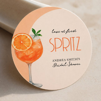 Love At First Spritz Citrus Chic SIP Peach DIY Classic Round Sticker