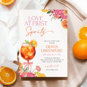 Love at First Spritz Citrus Floral Bridal Shower Invitation