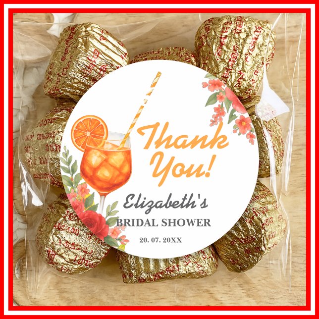 Love at First Spritz Citrus Orange Bridal Shower Classic Round Sticker (Creator Uploaded)