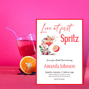 Love at First Spritz Citrus Orange Bridal Shower Invitation