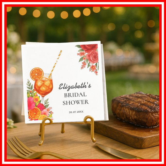 Love at First Spritz Citrus Orange Bridal Shower Napkin (Creator Uploaded)