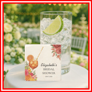 Love at First Spritz Citrus Orange Bridal Shower Stone Coaster