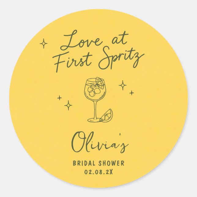 Love at First Spritz  Classic Round Sticker (Front)