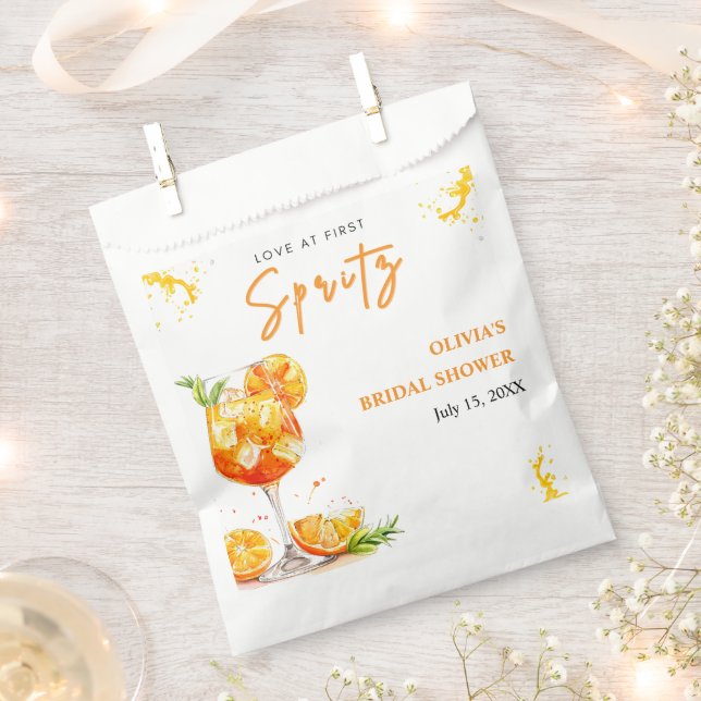 Love at First Spritz Cocktail Orange Bridal Shower Favour Bag (Clipped)