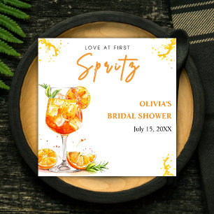 Love at First Spritz Cocktail Orange Bridal Shower Napkin