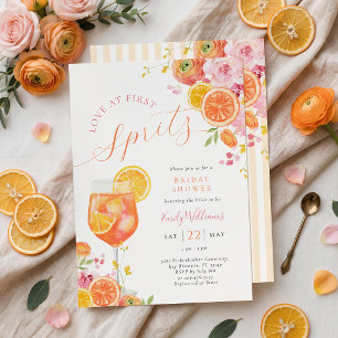 Love at First Spritz Floral Bridal Shower Invitati Invitation