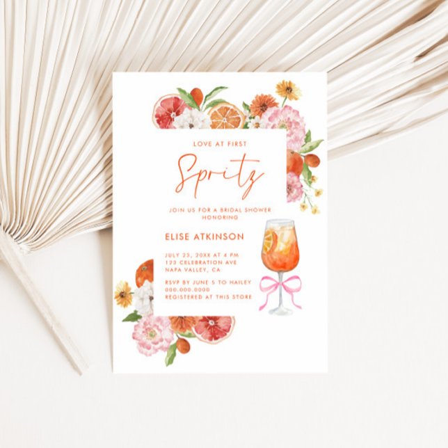 Love At First Spritz Floral Bridal Shower Invitation (Creator Uploaded)