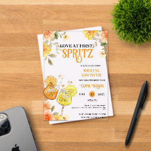 Love at First Spritz Floral Cocktail Bridal Shower Acrylic Invitations