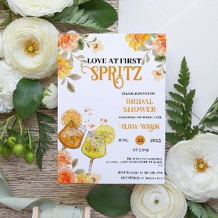 Love at First Spritz Floral Cocktail Bridal Shower Invitation