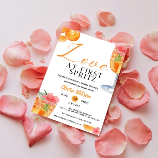 Love at First Spritz Floral Cocktail Bridal Shower Invitation (Love at First Spritz Floral Cocktail Bridal Shower)