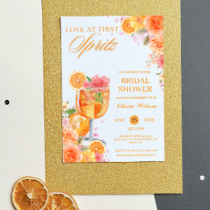 Love at First Spritz Floral Cocktail Bridal Shower Invitation