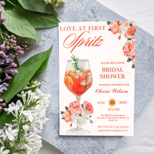 Love at First Spritz Floral Cocktail Bridal Shower Invitation