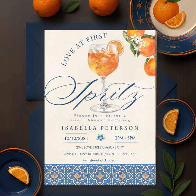 Love at First Spritz Italian Bridal Shower Invitation (Love at First Spritz Italian Bridal Shower Invitation)