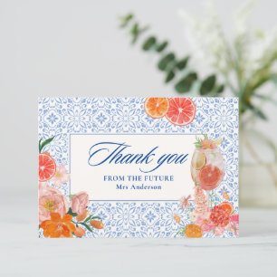Love at first spritz mediterranean Bridal Shower Thank You Card