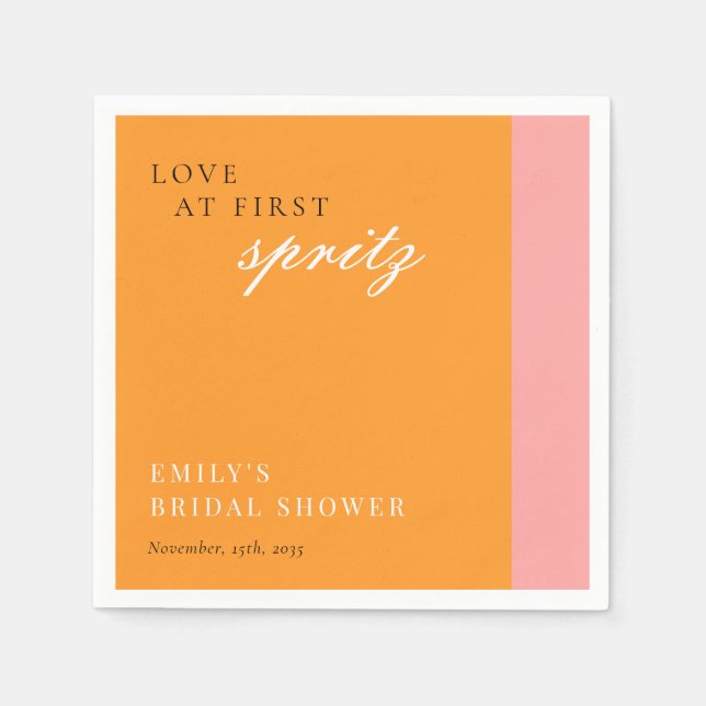 Love at First Spritz Modern Bridal Shower Napkin (Front)