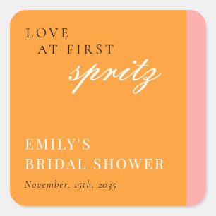 Love at First Spritz Modern Bridal Shower Square Sticker
