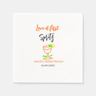 Love at first spritz orange black bridal shower gl napkin