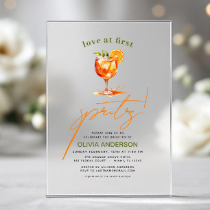 Love at First Spritz Orange Bridal Shower  Acrylic Invitations