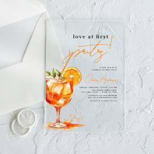 Love at First Spritz Orange Bridal Shower  Acrylic Invitations