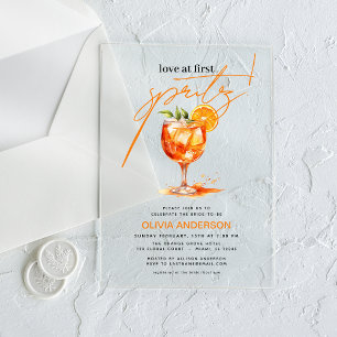 Love at First Spritz Orange Bridal Shower  Acrylic Invitations