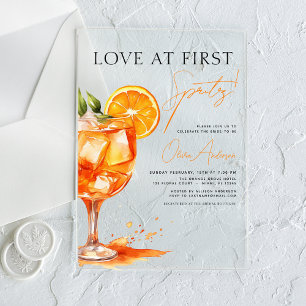 Love at First Spritz Orange Bridal Shower  Acrylic Invitations