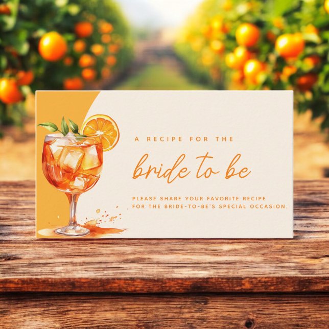 Love at First Spritz Orange Bridal Shower  Enclosure Card (Creator Uploaded)