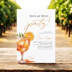 Love at First Spritz Orange Bridal Shower  Invitation