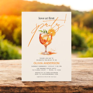 Love at First Spritz Orange Bridal Shower  Invitation