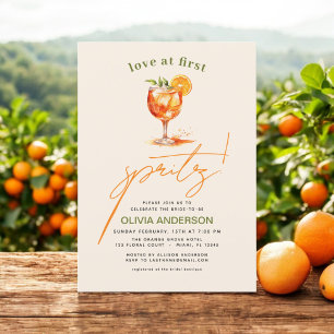 Love at First Spritz Orange Bridal Shower  Invitation