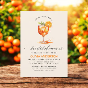 Love at First Spritz Orange Bridal Shower  Invitation