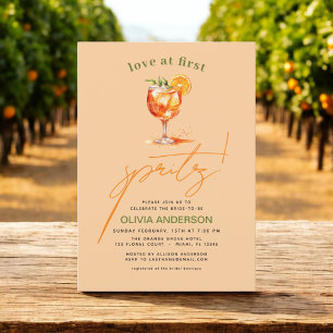 Love at First Spritz Orange Bridal Shower  Invitation