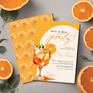 Love at First Spritz Orange Bridal Shower Invitation