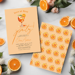 Love at First Spritz Orange Bridal Shower Invitation