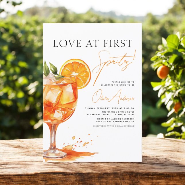 Love at First Spritz Orange Bridal Shower  Invitation (Creator Uploaded)