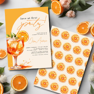 Love at First Spritz Orange Bridal Shower  Invitation