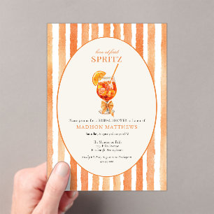 Love at First Spritz Orange Bridal Shower Invite Acrylic Invitations