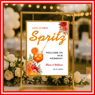 Love at First Spritz Orange Bridal Shower Sign