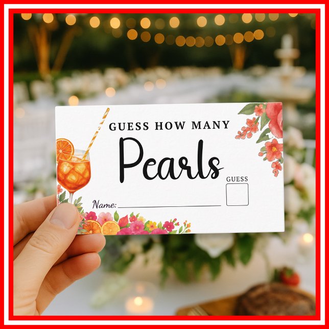 Love at First Spritz Pearls Game Bridal Shower Enclosure Card (Creator Uploaded)