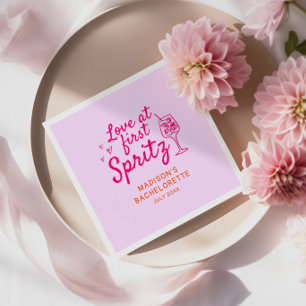 Love At First Spritz Pink Orange Bachelorette Napkin