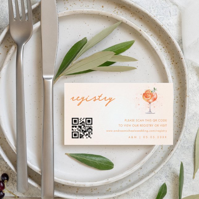 Love at First Spritz Qr Code Wedding Gift Registry Enclosure Card (Creator Uploaded)