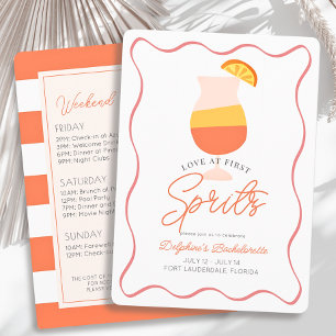 Love at First Spritz Retro Bachelorette Weekend Invitation